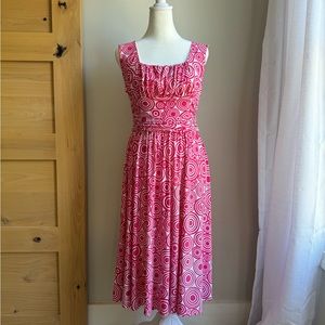 Maggy London Pink White Midi Dress‎ Size 10